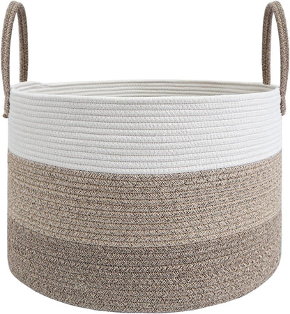 65L Extra Large Machine Washable Cotton Rope Blanket Basket