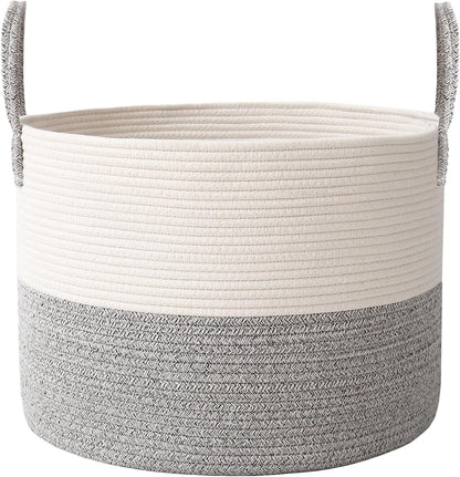 65L Extra Large Machine Washable Cotton Rope Blanket Basket