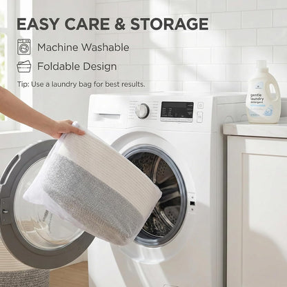 65L Extra Large Machine Washable Cotton Rope Blanket Basket