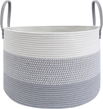 65L Extra Large Machine Washable Cotton Rope Blanket Basket
