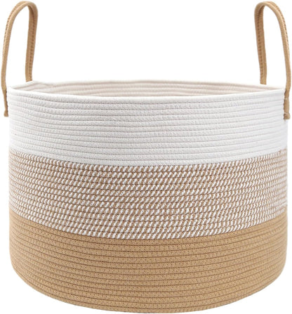 65L Extra Large Machine Washable Cotton Rope Blanket Basket