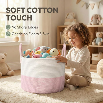 65L Extra Large Machine Washable Cotton Rope Blanket Basket