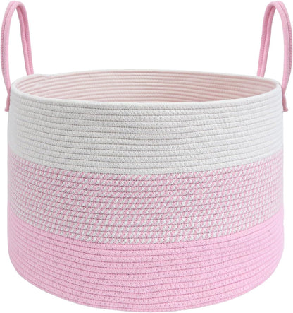 65L Extra Large Machine Washable Cotton Rope Blanket Basket