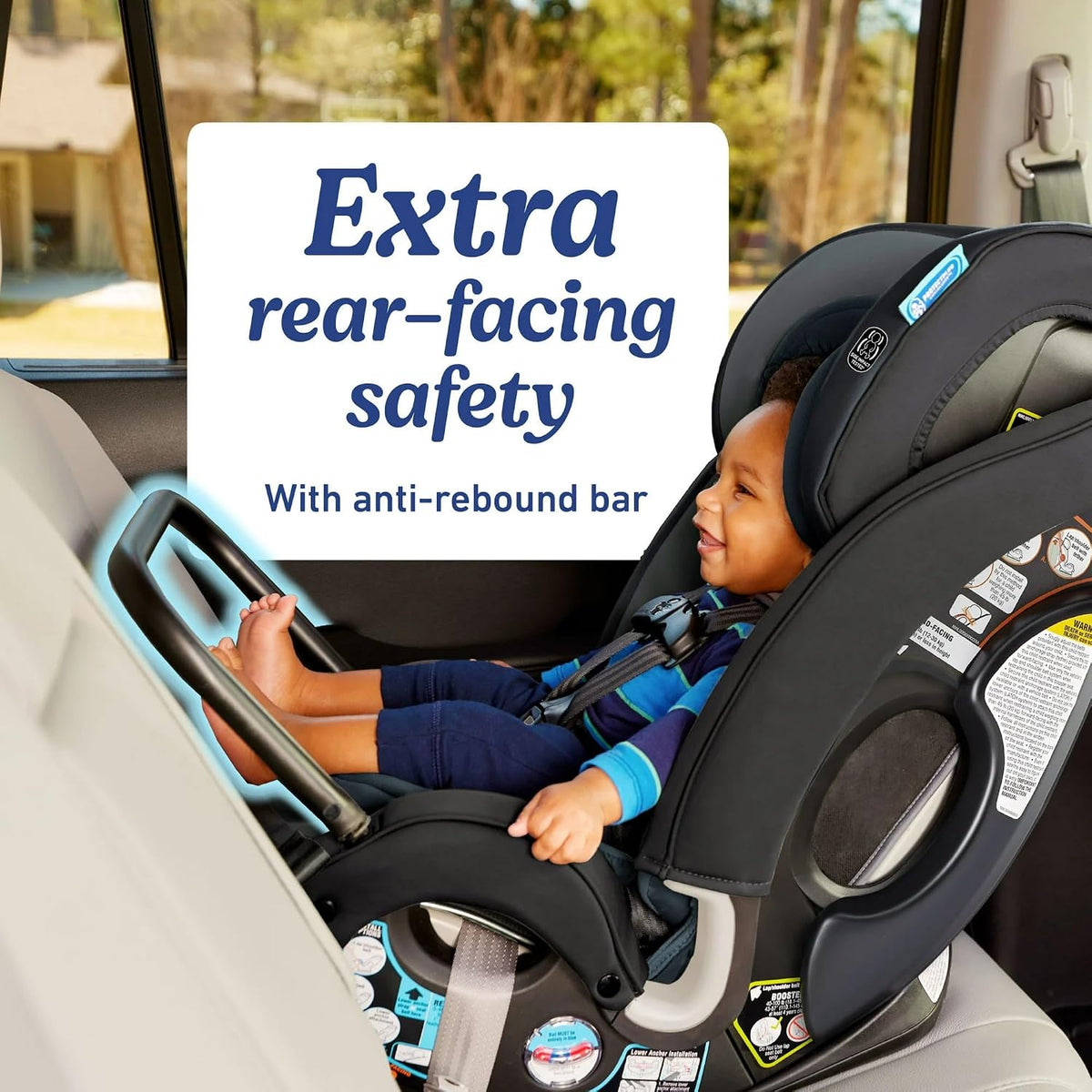 True3Fit LX 3-in-1 Slimfit Car Seat, Rear Facing, Forward Facing to Highback Booster Car Seat, ft. Anti-Rebound Bar - Gotham
