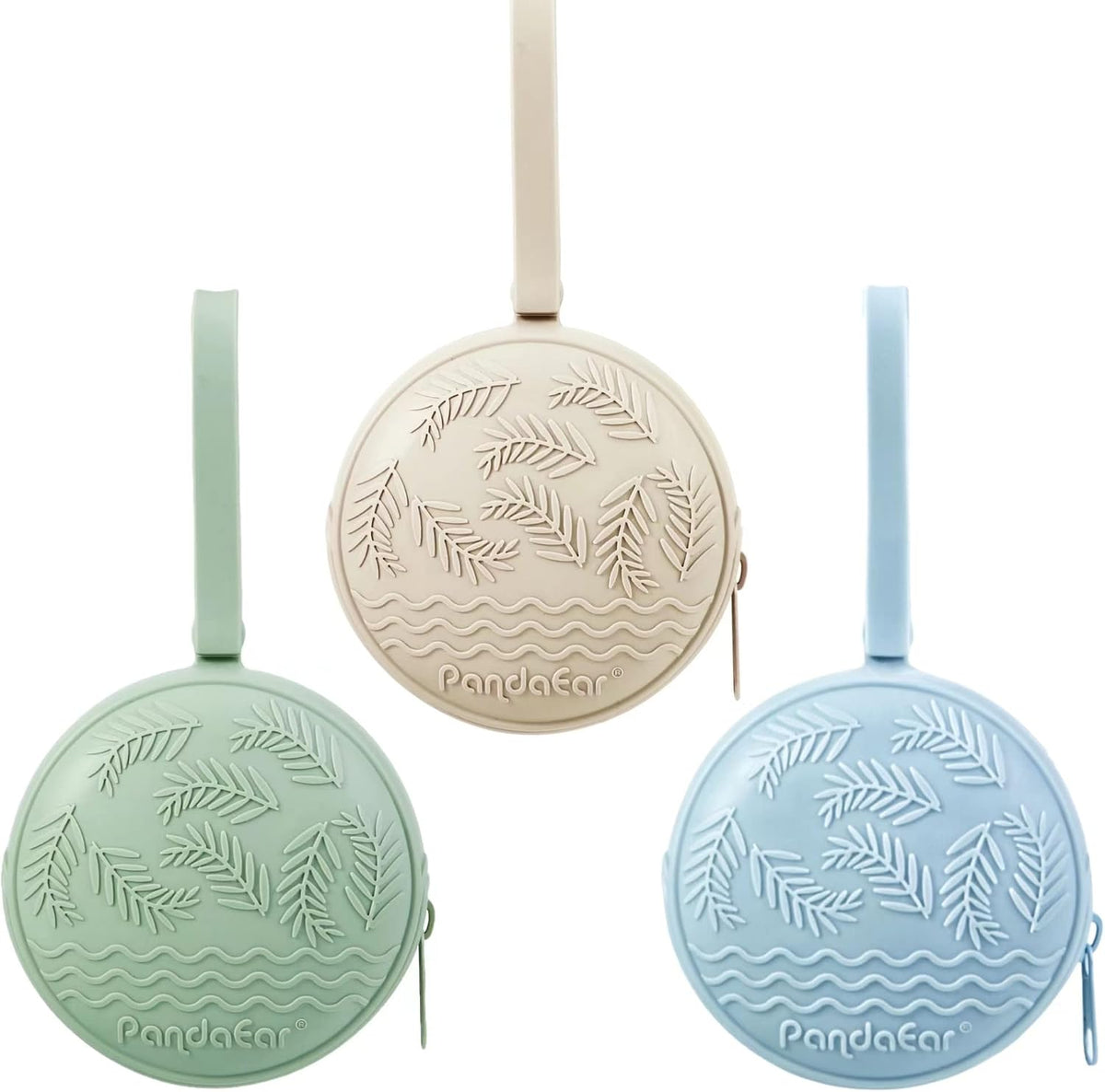 3 Pack Silicone Pacifier Holder Case, Portable Travel Pacifier Pouch for Newborns, BPA-Free Silicone Pacifier Storage Container for Boys & Girls (Green, Blue, Cream)