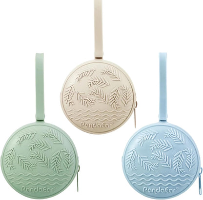 3 Pack Silicone Pacifier Holder Case, Portable Travel Pacifier Pouch for Newborns, BPA-Free Silicone Pacifier Storage Container for Boys & Girls (Green, Blue, Cream)