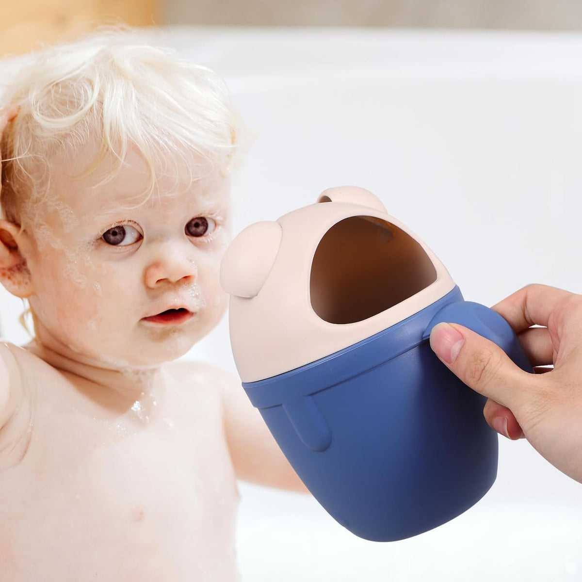 Pig Shaped Baby Shampoo Rinser Cup with Handle Large PP Blue