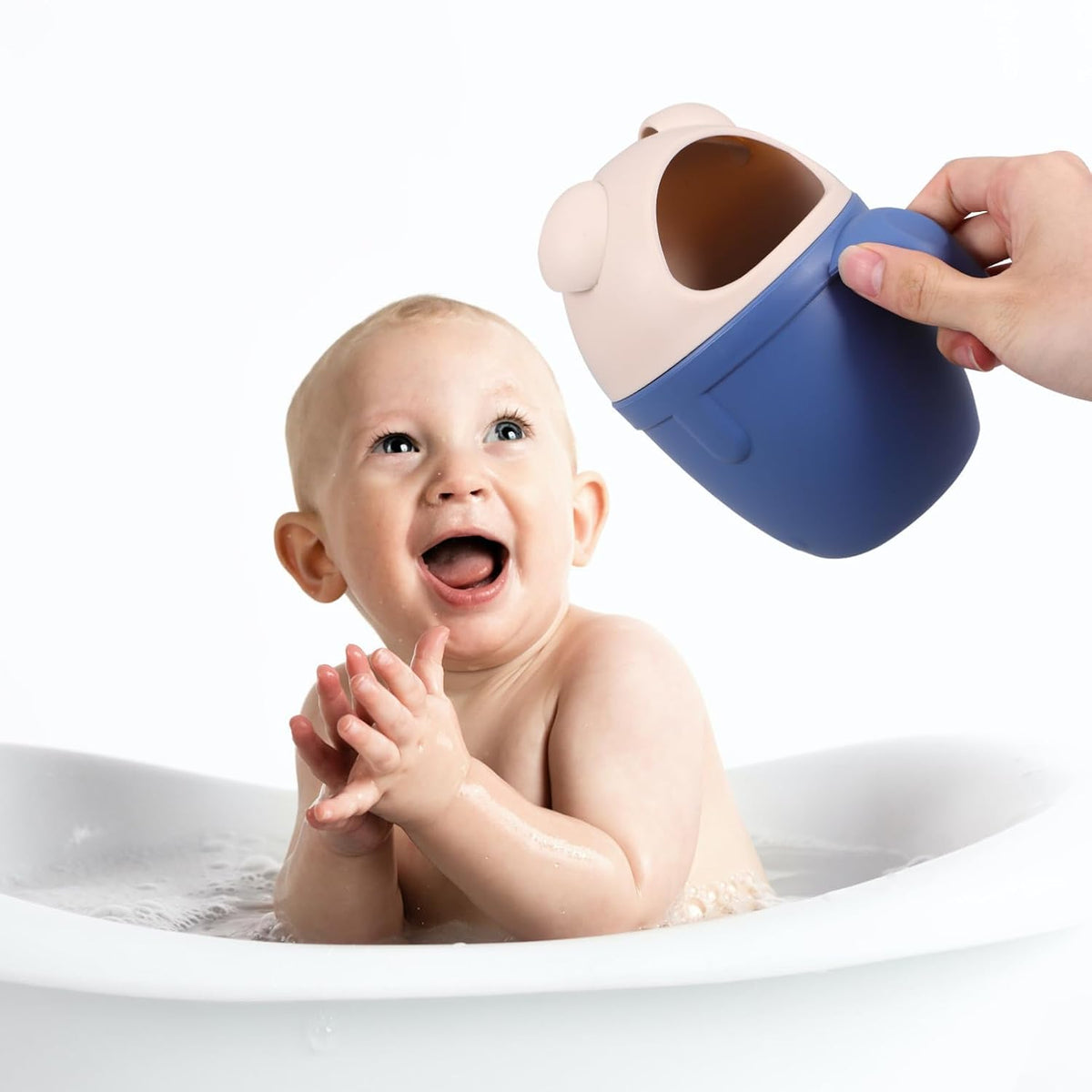 Pig Shaped Baby Shampoo Rinser Cup with Handle Large PP Blue
