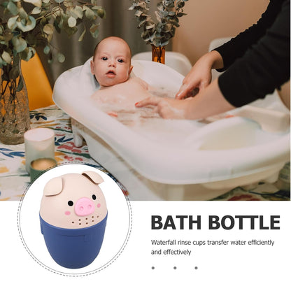 Pig Shaped Baby Shampoo Rinser Cup with Handle Large PP Blue