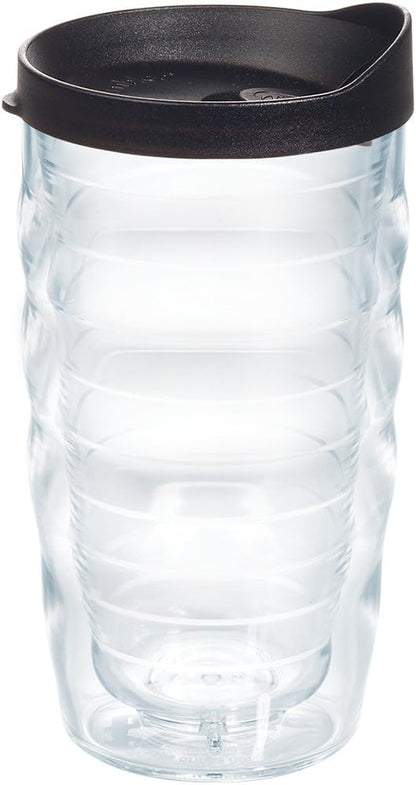 Tervis Clear & Colorful Lidded Made in USA Double Walled Insulated Tumbler Travel Cup Keeps Drinks Cold & Hot, 24oz, Blue Lid, 1 Count (Pack of 1)