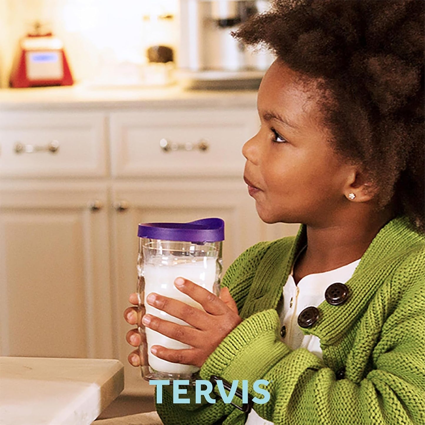 Tervis Clear & Colorful Lidded Made in USA Double Walled Insulated Tumbler Travel Cup Keeps Drinks Cold & Hot, 24oz, Blue Lid, 1 Count (Pack of 1)