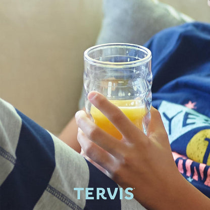 Tervis Clear & Colorful Lidded Made in USA Double Walled Insulated Tumbler Travel Cup Keeps Drinks Cold & Hot, 24oz, Blue Lid, 1 Count (Pack of 1)