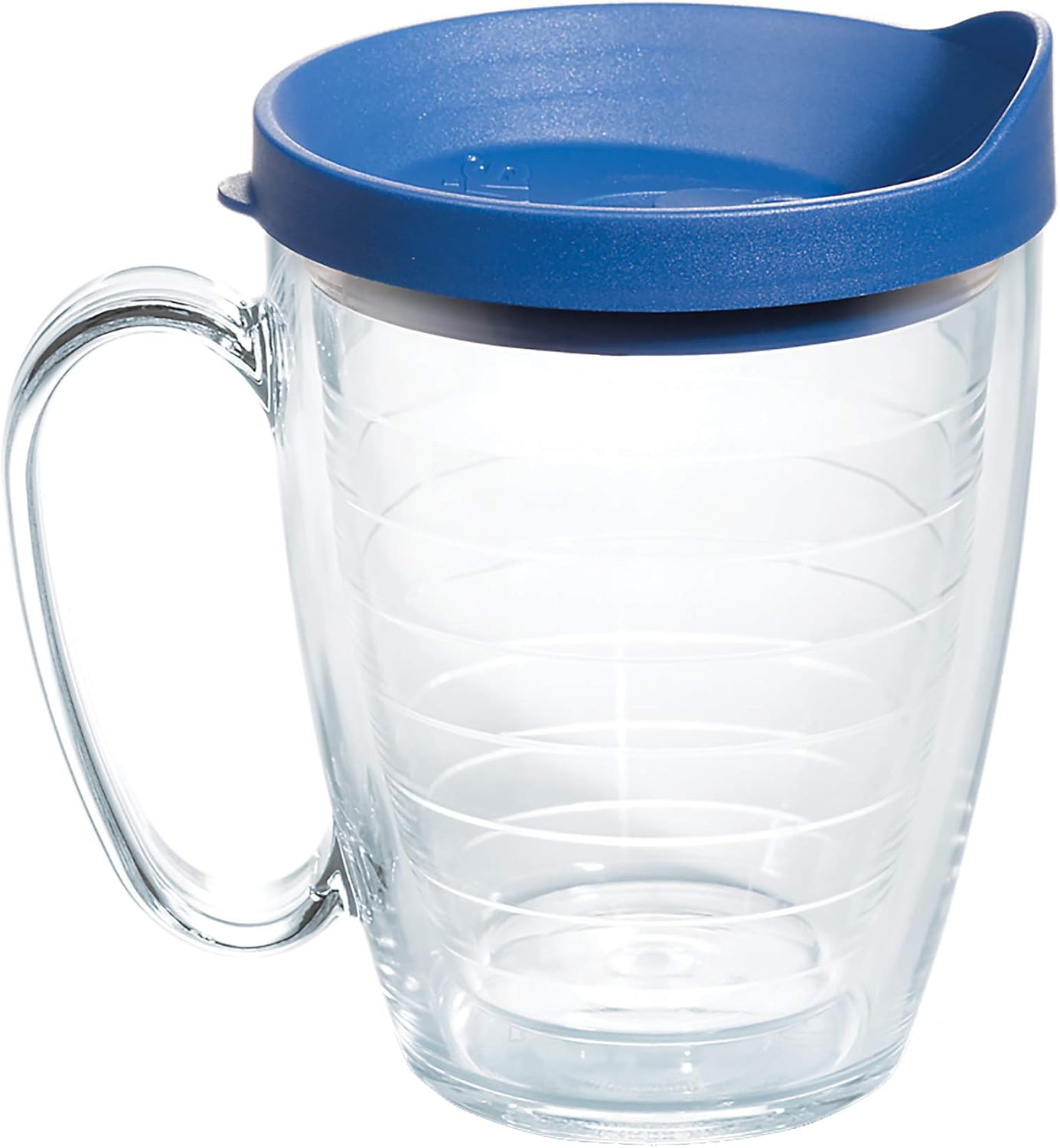Tervis Clear & Colorful Lidded Made in USA Double Walled Insulated Tumbler Travel Cup Keeps Drinks Cold & Hot, 24oz, Blue Lid, 1 Count (Pack of 1)