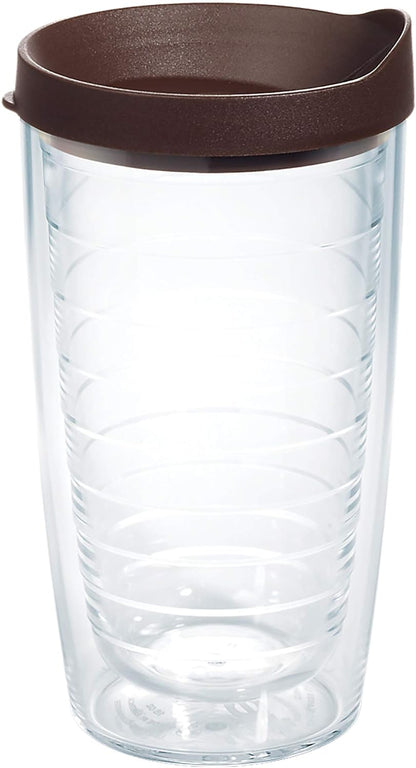 Tervis Clear & Colorful Lidded Made in USA Double Walled Insulated Tumbler Travel Cup Keeps Drinks Cold & Hot, 24oz, Blue Lid, 1 Count (Pack of 1)
