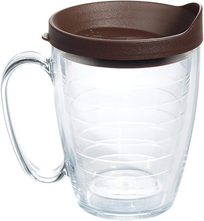 Tervis Clear & Colorful Lidded Made in USA Double Walled Insulated Tumbler Travel Cup Keeps Drinks Cold & Hot, 24oz, Blue Lid, 1 Count (Pack of 1)
