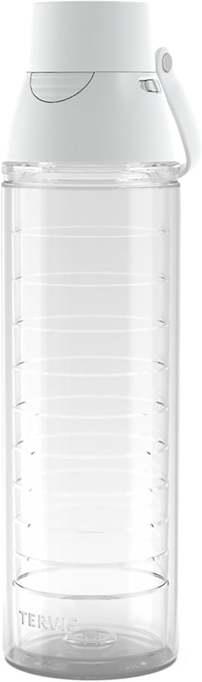 Tervis Clear & Colorful Lidded Made in USA Double Walled Insulated Tumbler Travel Cup Keeps Drinks Cold & Hot, 24oz, Blue Lid, 1 Count (Pack of 1)