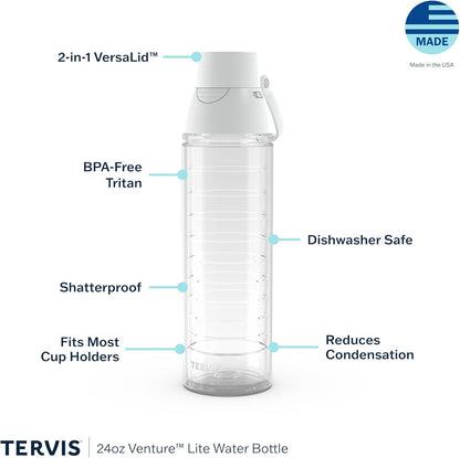 Tervis Clear & Colorful Lidded Made in USA Double Walled Insulated Tumbler Travel Cup Keeps Drinks Cold & Hot, 24oz, Blue Lid, 1 Count (Pack of 1)
