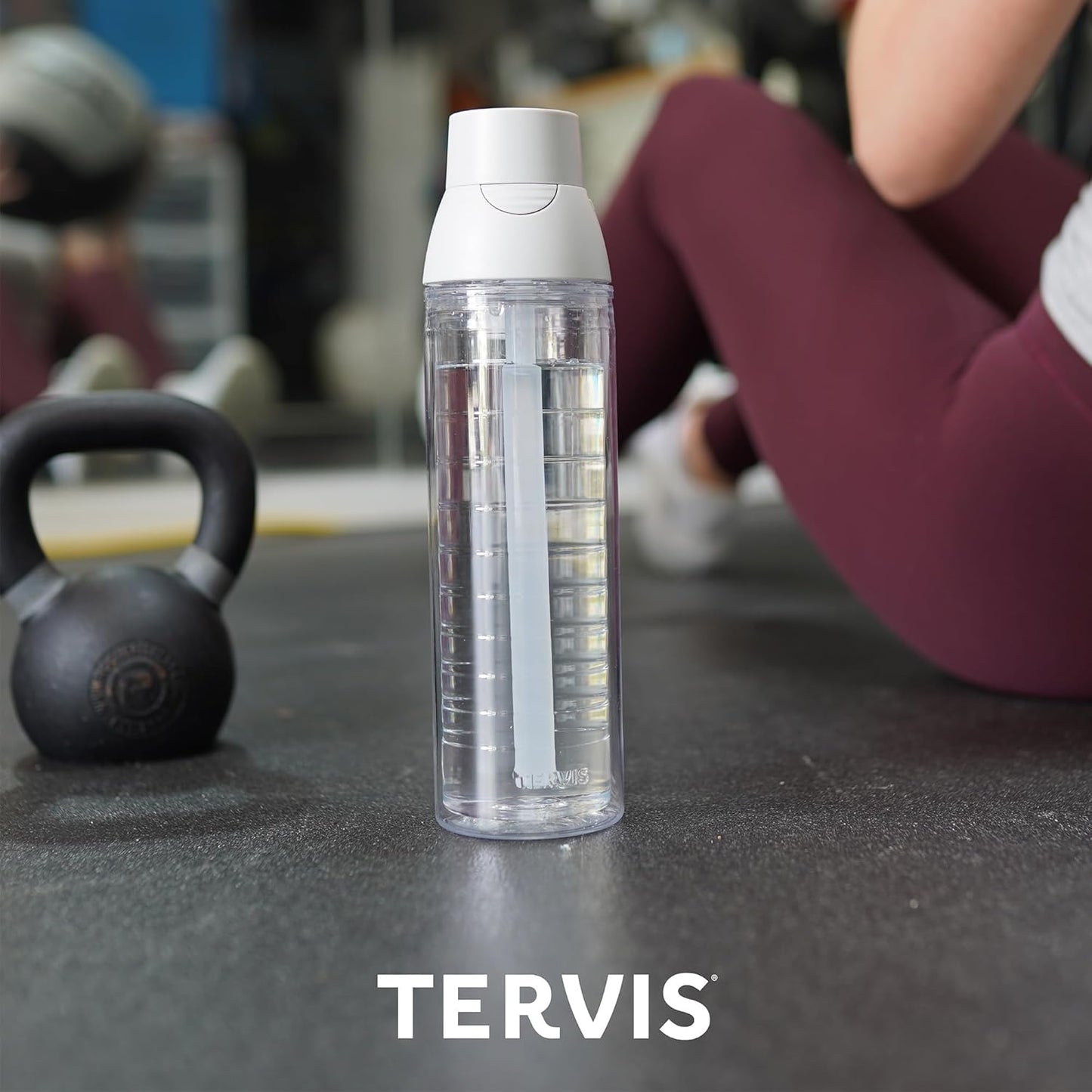 Tervis Clear & Colorful Lidded Made in USA Double Walled Insulated Tumbler Travel Cup Keeps Drinks Cold & Hot, 24oz, Blue Lid, 1 Count (Pack of 1)