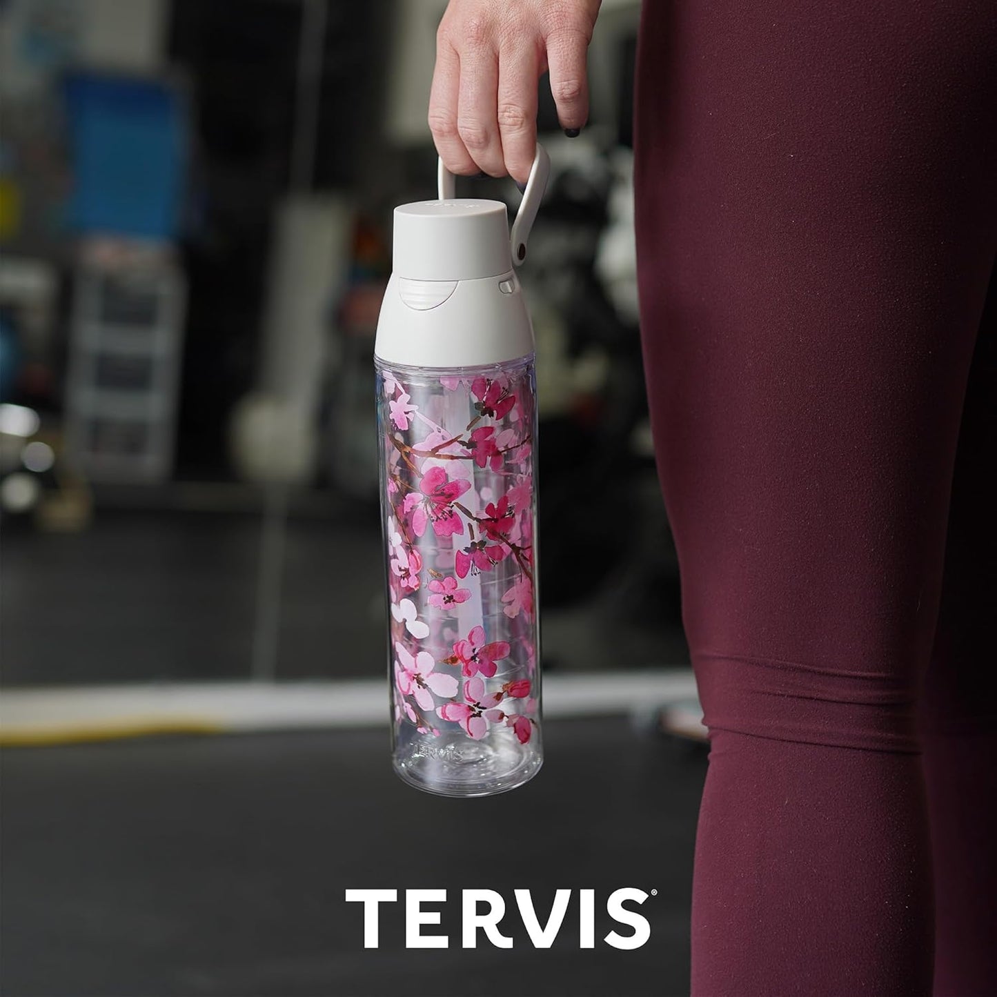 Tervis Clear & Colorful Lidded Made in USA Double Walled Insulated Tumbler Travel Cup Keeps Drinks Cold & Hot, 24oz, Blue Lid, 1 Count (Pack of 1)