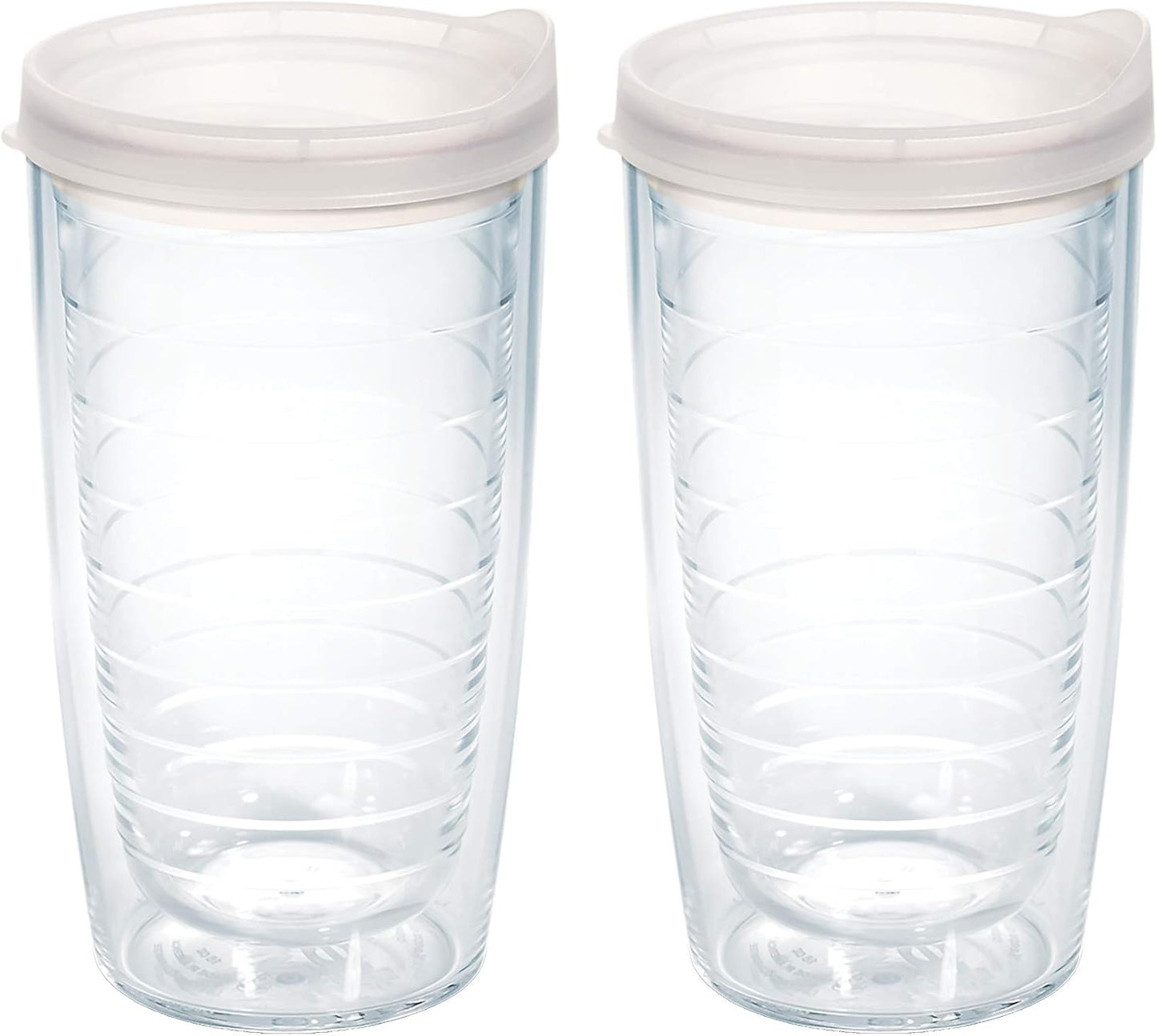 Tervis Clear & Colorful Lidded Made in USA Double Walled Insulated Tumbler Travel Cup Keeps Drinks Cold & Hot, 24oz, Blue Lid, 1 Count (Pack of 1)