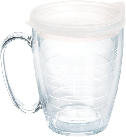Tervis Clear & Colorful Lidded Made in USA Double Walled Insulated Tumbler Travel Cup Keeps Drinks Cold & Hot, 24oz, Blue Lid, 1 Count (Pack of 1)