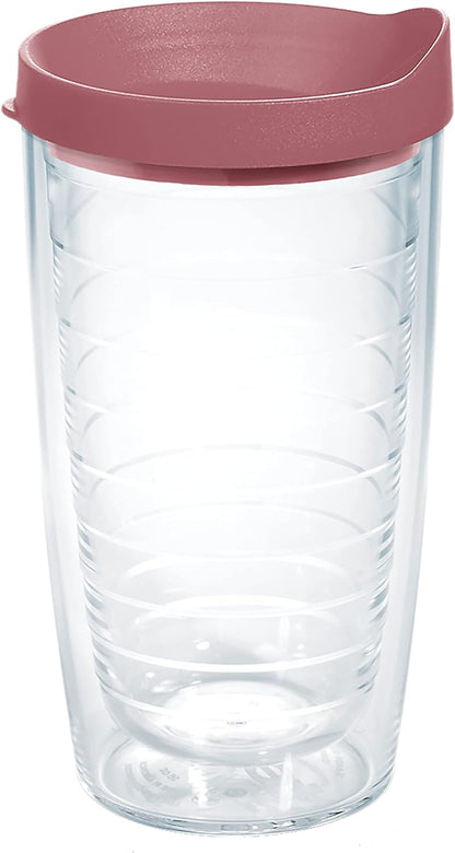 Tervis Clear & Colorful Lidded Made in USA Double Walled Insulated Tumbler Travel Cup Keeps Drinks Cold & Hot, 24oz, Blue Lid, 1 Count (Pack of 1)
