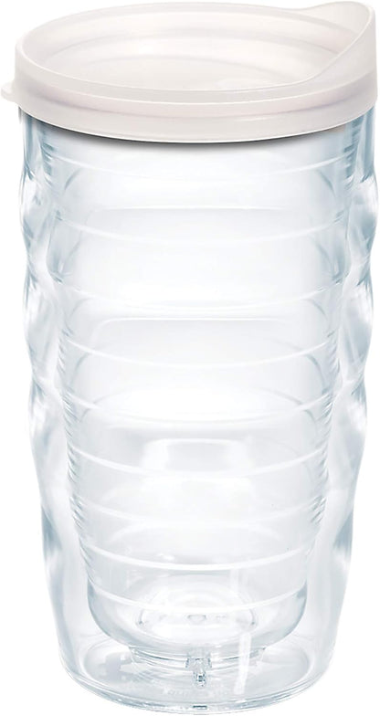 Tervis Clear & Colorful Lidded Made in USA Double Walled Insulated Tumbler Travel Cup Keeps Drinks Cold & Hot, 24oz, Blue Lid, 1 Count (Pack of 1)