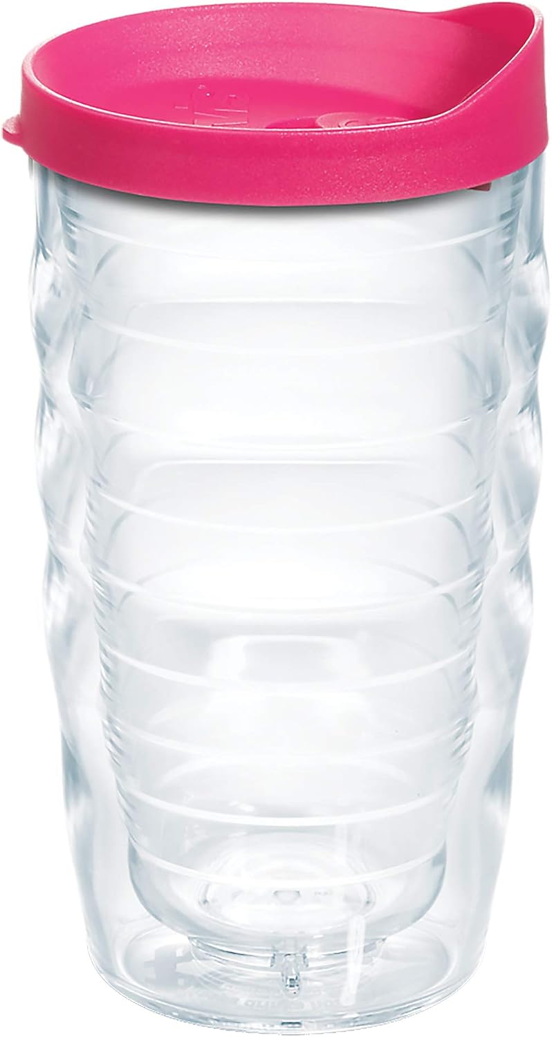 Tervis Clear & Colorful Lidded Made in USA Double Walled Insulated Tumbler Travel Cup Keeps Drinks Cold & Hot, 24oz, Blue Lid, 1 Count (Pack of 1)