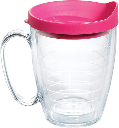 Tervis Clear & Colorful Lidded Made in USA Double Walled Insulated Tumbler Travel Cup Keeps Drinks Cold & Hot, 24oz, Blue Lid, 1 Count (Pack of 1)