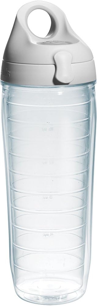 Tervis Clear & Colorful Lidded Made in USA Double Walled Insulated Tumbler Travel Cup Keeps Drinks Cold & Hot, 24oz, Blue Lid, 1 Count (Pack of 1)