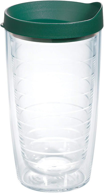 Tervis Clear & Colorful Lidded Made in USA Double Walled Insulated Tumbler Travel Cup Keeps Drinks Cold & Hot, 24oz, Blue Lid, 1 Count (Pack of 1)