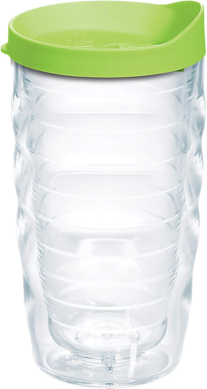 Tervis Clear & Colorful Lidded Made in USA Double Walled Insulated Tumbler Travel Cup Keeps Drinks Cold & Hot, 24oz, Blue Lid, 1 Count (Pack of 1)
