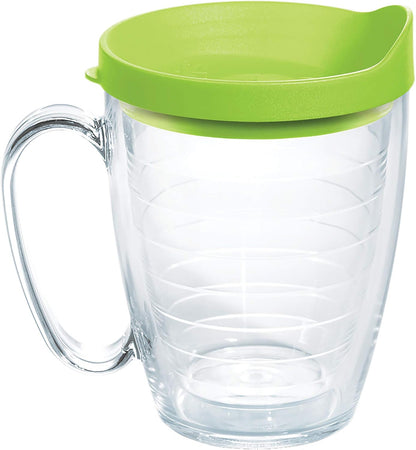Tervis Clear & Colorful Lidded Made in USA Double Walled Insulated Tumbler Travel Cup Keeps Drinks Cold & Hot, 24oz, Blue Lid, 1 Count (Pack of 1)