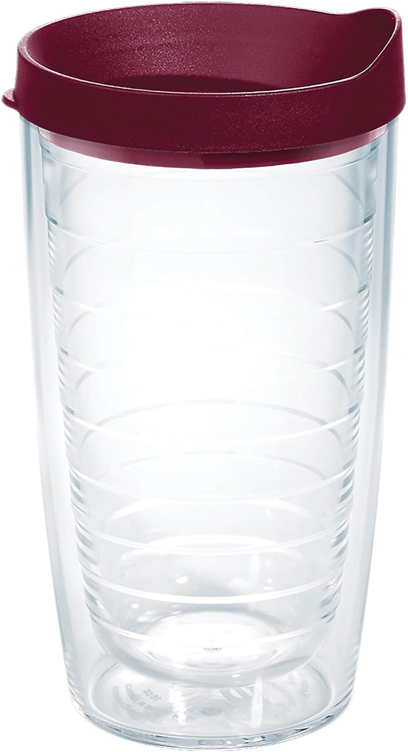 Tervis Clear & Colorful Lidded Made in USA Double Walled Insulated Tumbler Travel Cup Keeps Drinks Cold & Hot, 24oz, Blue Lid, 1 Count (Pack of 1)