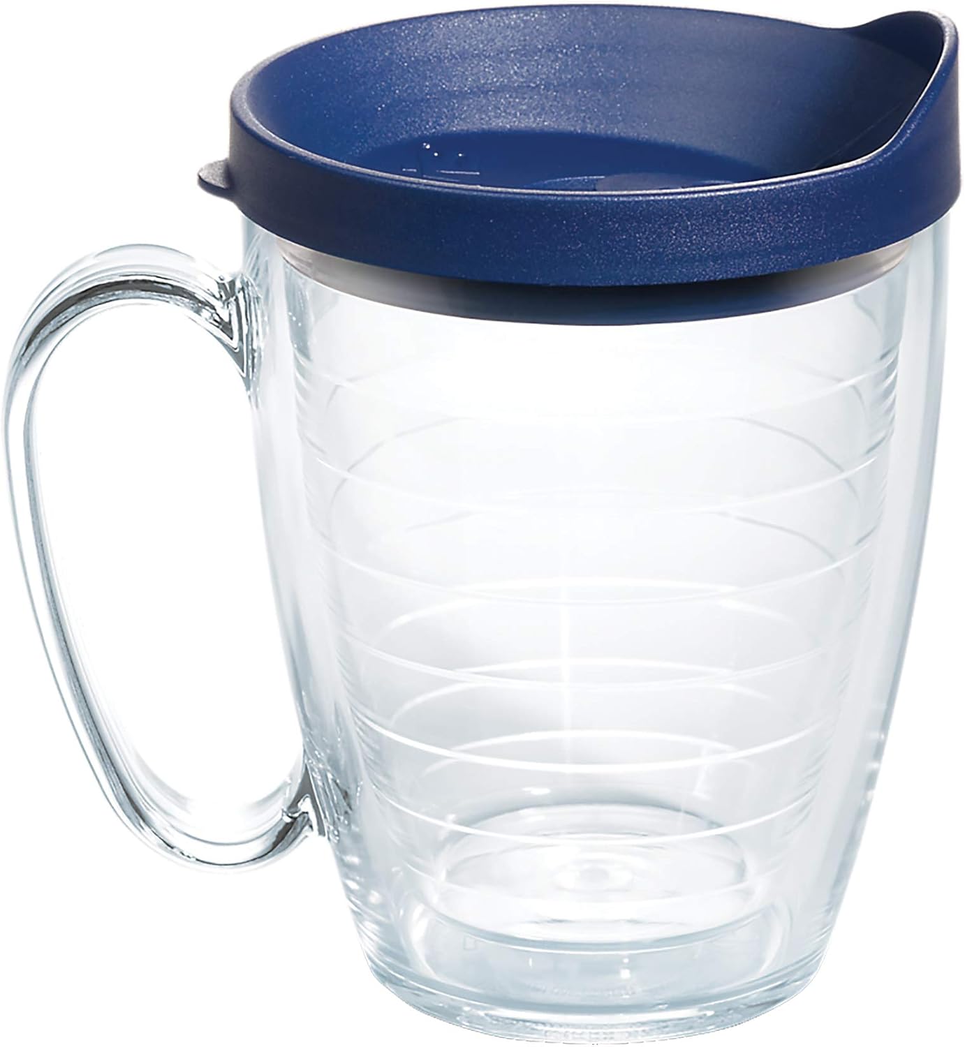 Tervis Clear & Colorful Lidded Made in USA Double Walled Insulated Tumbler Travel Cup Keeps Drinks Cold & Hot, 24oz, Blue Lid, 1 Count (Pack of 1)