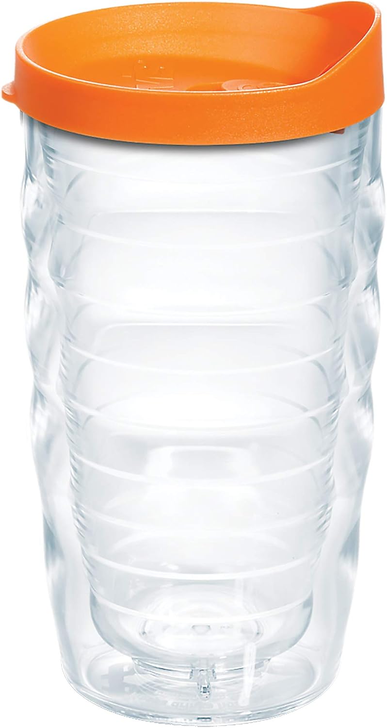 Tervis Clear & Colorful Lidded Made in USA Double Walled Insulated Tumbler Travel Cup Keeps Drinks Cold & Hot, 24oz, Blue Lid, 1 Count (Pack of 1)