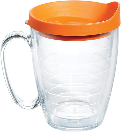 Tervis Clear & Colorful Lidded Made in USA Double Walled Insulated Tumbler Travel Cup Keeps Drinks Cold & Hot, 24oz, Blue Lid, 1 Count (Pack of 1)