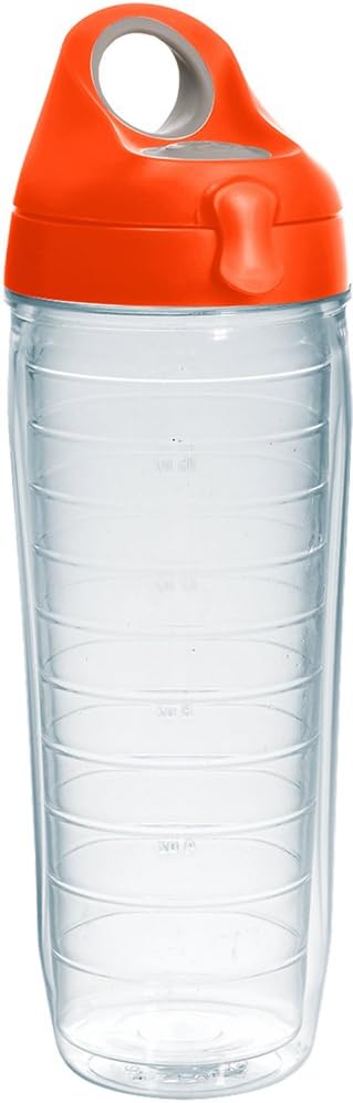Tervis Clear & Colorful Lidded Made in USA Double Walled Insulated Tumbler Travel Cup Keeps Drinks Cold & Hot, 24oz, Blue Lid, 1 Count (Pack of 1)