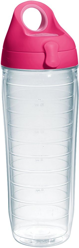 Tervis Clear & Colorful Lidded Made in USA Double Walled Insulated Tumbler Travel Cup Keeps Drinks Cold & Hot, 24oz, Blue Lid, 1 Count (Pack of 1)