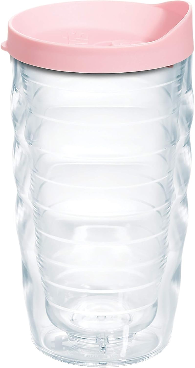 Tervis Clear & Colorful Lidded Made in USA Double Walled Insulated Tumbler Travel Cup Keeps Drinks Cold & Hot, 24oz, Blue Lid, 1 Count (Pack of 1)