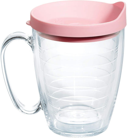 Tervis Clear & Colorful Lidded Made in USA Double Walled Insulated Tumbler Travel Cup Keeps Drinks Cold & Hot, 24oz, Blue Lid, 1 Count (Pack of 1)
