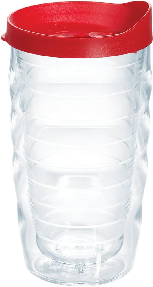 Tervis Clear & Colorful Lidded Made in USA Double Walled Insulated Tumbler Travel Cup Keeps Drinks Cold & Hot, 24oz, Blue Lid, 1 Count (Pack of 1)