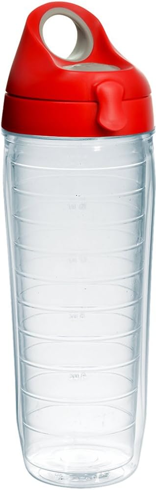 Tervis Clear & Colorful Lidded Made in USA Double Walled Insulated Tumbler Travel Cup Keeps Drinks Cold & Hot, 24oz, Blue Lid, 1 Count (Pack of 1)