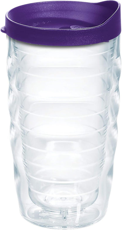 Tervis Clear & Colorful Lidded Made in USA Double Walled Insulated Tumbler Travel Cup Keeps Drinks Cold & Hot, 24oz, Blue Lid, 1 Count (Pack of 1)