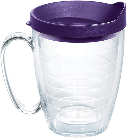 Tervis Clear & Colorful Lidded Made in USA Double Walled Insulated Tumbler Travel Cup Keeps Drinks Cold & Hot, 24oz, Blue Lid, 1 Count (Pack of 1)
