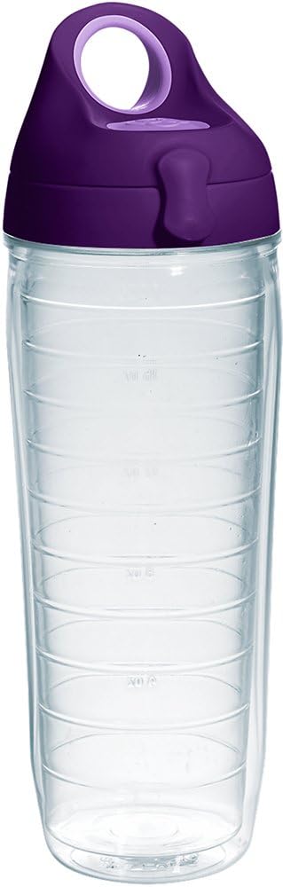 Tervis Clear & Colorful Lidded Made in USA Double Walled Insulated Tumbler Travel Cup Keeps Drinks Cold & Hot, 24oz, Blue Lid, 1 Count (Pack of 1)