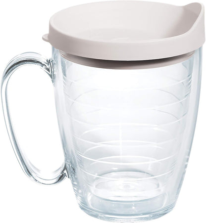 Tervis Clear & Colorful Lidded Made in USA Double Walled Insulated Tumbler Travel Cup Keeps Drinks Cold & Hot, 24oz, Blue Lid, 1 Count (Pack of 1)