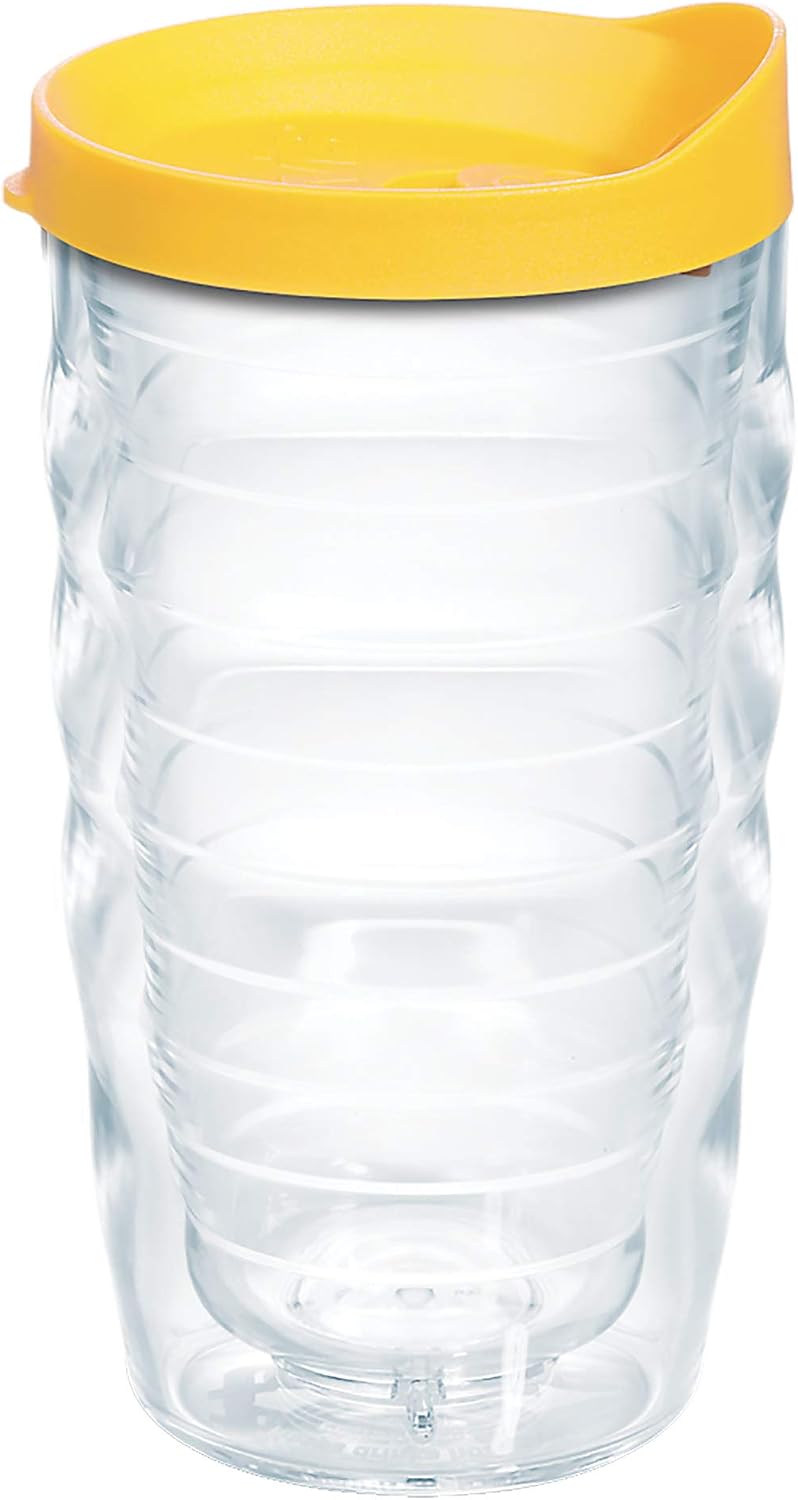 Tervis Clear & Colorful Lidded Made in USA Double Walled Insulated Tumbler Travel Cup Keeps Drinks Cold & Hot, 24oz, Blue Lid, 1 Count (Pack of 1)