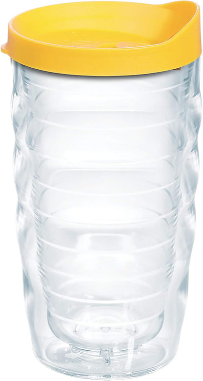 Tervis Clear & Colorful Lidded Made in USA Double Walled Insulated Tumbler Travel Cup Keeps Drinks Cold & Hot, 24oz, Blue Lid, 1 Count (Pack of 1)