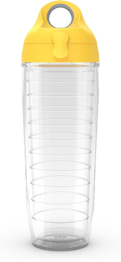 Tervis Clear & Colorful Lidded Made in USA Double Walled Insulated Tumbler Travel Cup Keeps Drinks Cold & Hot, 24oz, Blue Lid, 1 Count (Pack of 1)
